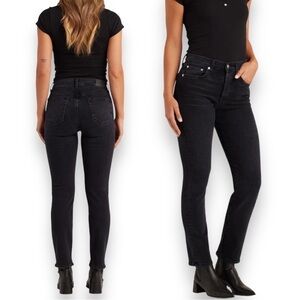 Edwin Jeans Hana Classic Tapered Button Fly Black size 14 32x29 stretch denim